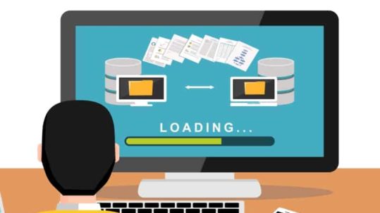 man uploading and downloading data